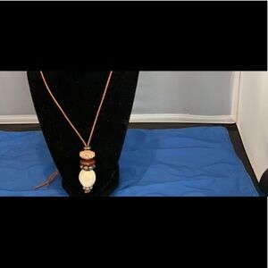 Bohemian Tan and Cream Beaded Necklace